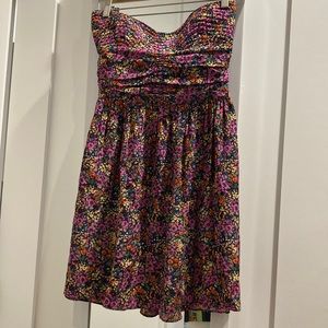 Parker quilted strapless floral flared dress